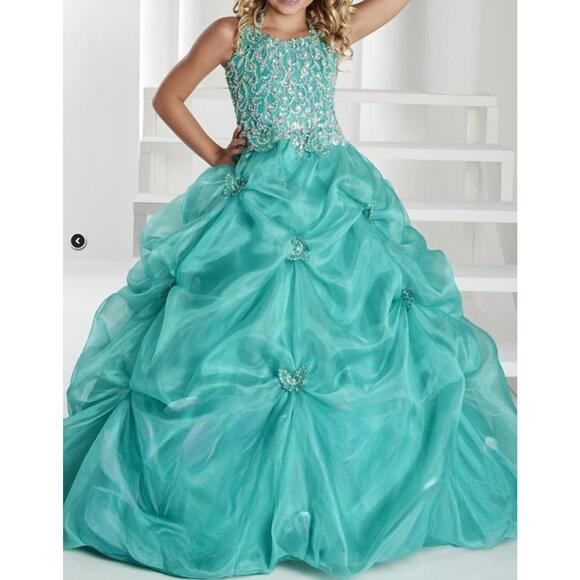 NEW TIFFANY PRINCESS girls pageant dress in jade green